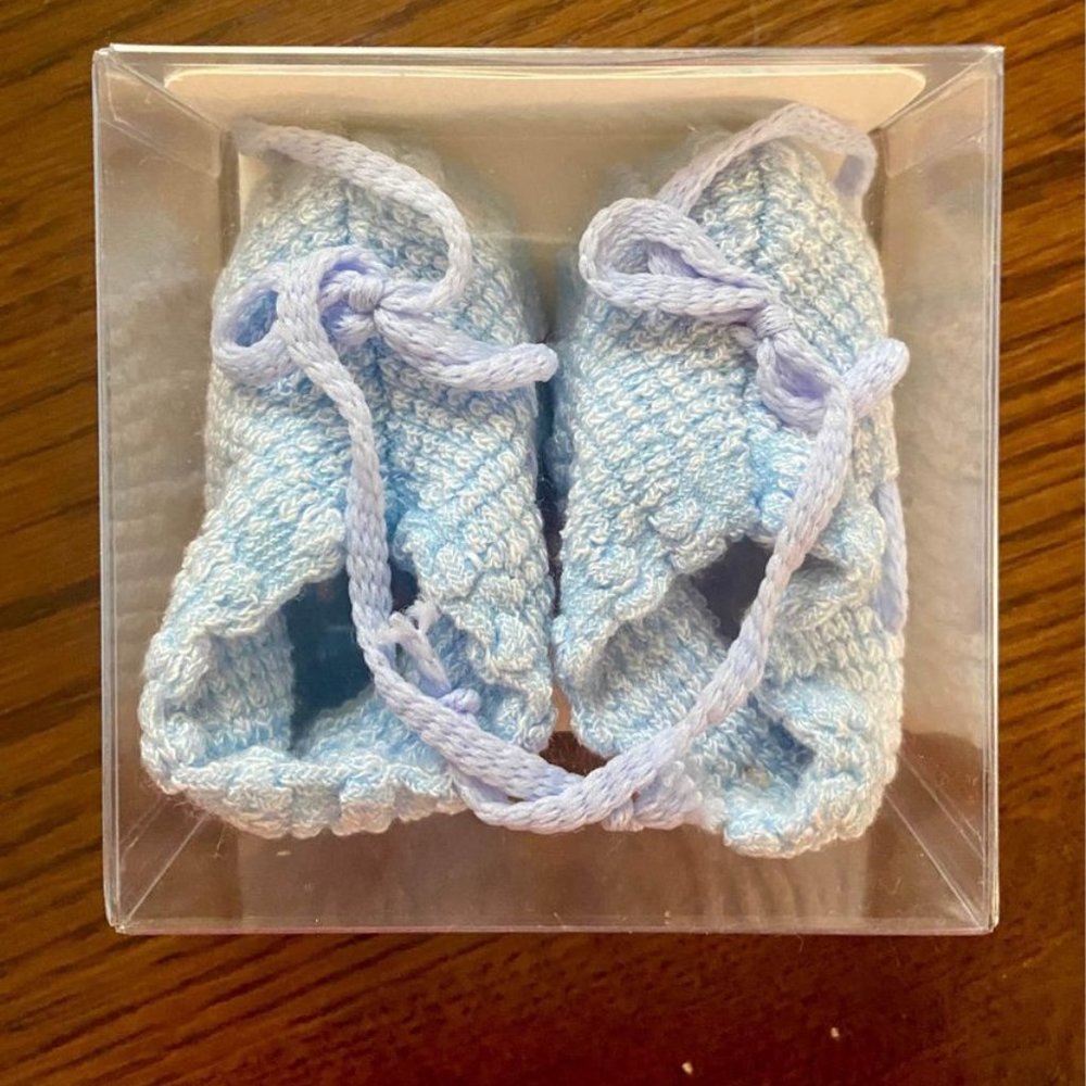 Blue Baby Booties, size 0-6 mo.
